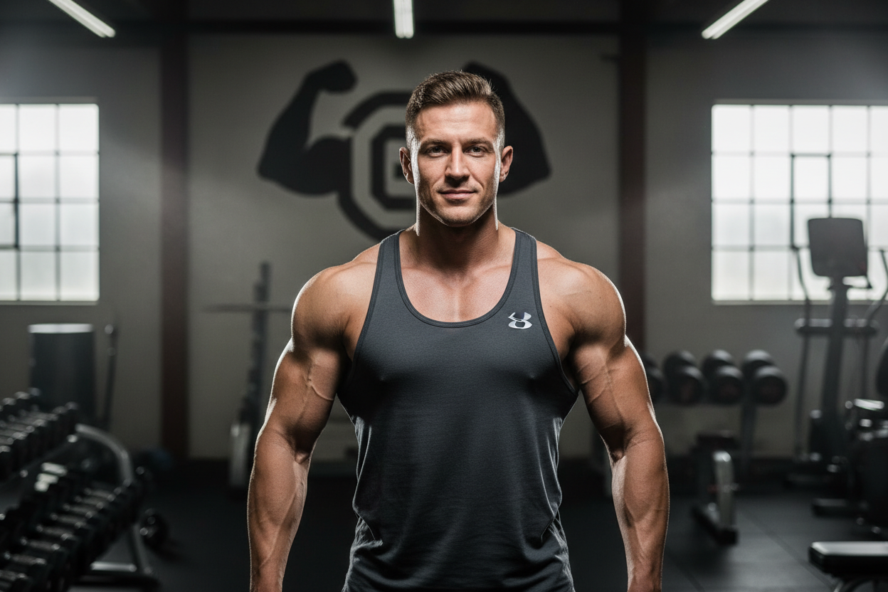 HOMME MUSCLÉ EN DEBARDEURE